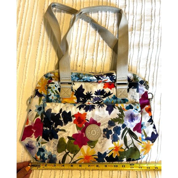 KIPLING bright multicolor floral small tote shoulder bag - Picture 1 of 10